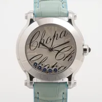 ショパール ハッピースポーツ 8509 SS×革 QZ シェル文字盤