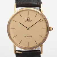 オメガ YG×社外革 QZ シャンパン文字盤