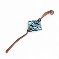 ロエベ アナグラム レザー チャーム ブルー×ブラウン