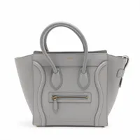 セリーヌ ラゲージ マイクロショッパー レザー ハンドバッグ グレー