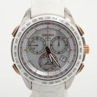 セイコー アストロン GPS SBXB021 CE×TI×革 ソーラー シルバー文字盤