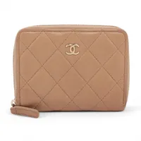 シャネル マトラッセ ラムスキン 財布 ピンク シルバー金具 ABランク