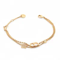 ディオール Petit CD プチCD GP×ラインストーン ブレスレット ゴールド