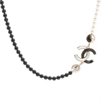 シャネル ココマーク GP×フェイクパール ネックレス A23C ゴールド×ブラック