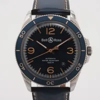 ベル&ロス BRV2-92-S SS×革 AT ブルー文字盤