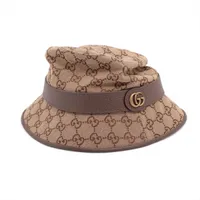 グッチ GGキャンバス 735219 コットン×ポリエステル バケットハット M 58cm ベージュ
