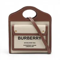 バーバリー ミニツートン キャンバス 2WAYハンドバッグ ベージュ