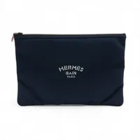 エルメス トゥルースフラットGM ポリアミド×エラスタン ネイビー ブラック金具