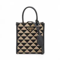 プラダ エンブロイダリー キャンバス 2WAYハンドバッグ ブラック