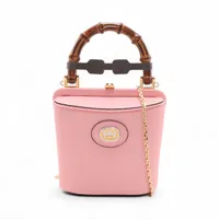 グッチ バンブー レザー 2WAYハンドバッグ ピンク