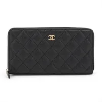 シャネル マトラッセ キャビアスキン ブラック ゴールド金具