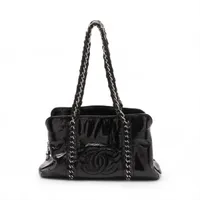 シャネル ラグジュアリーライン パテントレザー ブラック シルバー金具