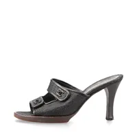 シャネル ココマーク レザー×ファブリック サンダル 35 1/2 ブラック