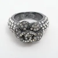 シャネル ココマーク GP×ラインストーン リング 05C シルバー