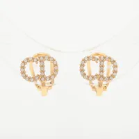 ディオール Petit CD プチCD GP×ラインストーン イヤリング(両耳用) ゴールド