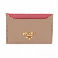 プラダ 1MC208 レザー カードケース ベージュ×ピンク