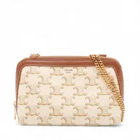 セリーヌ トリオンフ PVC チェーンショルダーバッグ ベージュ