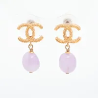 シャネル ココマーク GP×ラインストーン ピアス(両耳用) A20V