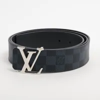 ヴィトン サンチュール LV イニシャル M0087 PVC×レザー ベルト AC4138 ブラック×ネイビー