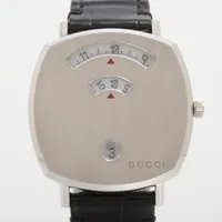 グッチ グリップ 157.4 SS×革 QZ ホワイト文字盤