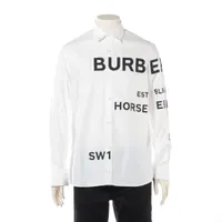 バーバリー ホースフェリー コットン シャツ ティッシ期 XS ホワイト×ブラック