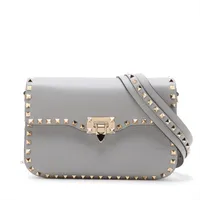 ヴァレンティノガラヴァーニ ロックスタッズ レザー ショルダーバッグ グレー