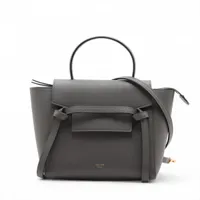 セリーヌ ベルトバッグナノ クロコ型押し 2WAYハンドバッグ ブラック