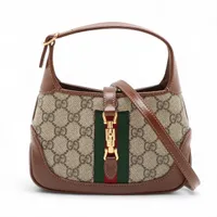 グッチ ジャッキー1961 GGスプリーム PVC ショルダーバッグ ブラウン