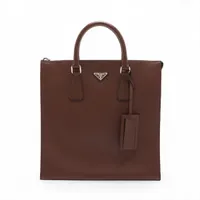 プラダ サフィアーノトラベル レザー トートバッグ ブラウン