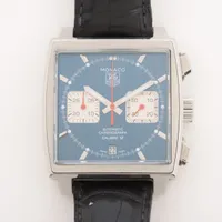 タグホイヤー モナコクロノグラフ キャリバー12 スティーブンマックイーン CAW2111.FC6183 SS×革 AT ブルー文字盤