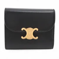 セリーヌ トリオンフ PVC×レザー マネークリップ ブラウン Aランクの