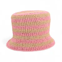 プラダ ロゴ 1HC137 ビスコース ハット S ベージュ×ピンク