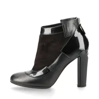 シャネル ココマーク レザー×スエード ショートブーツ 35C ブラック B