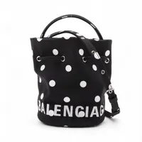 バレンシアガ ドローストリング バケットXS ナイロン 2WAYハンドバッグ ブラック