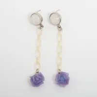 シャネル ココマーク カメリア プラスチック ピアス(両耳用) 01P シルバー×パープル