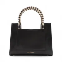 ブルガリ セルペンティ スカリエ レザー ハンドバッグ ブラック