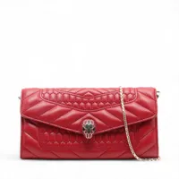 ブルガリ セルペンティ レザー チェーンウォレット レッド