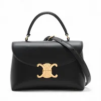 セリーヌ トリオンフ ティーン ニノ レザー 2WAYハンドバッグ ブラック
