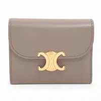 セリーヌ トリオンフ スモールフラップウォレット レザー コンパクトウォレット グレージュ