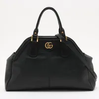 グッチ キャットヘッド レザー 2WAYハンドバッグ ブラック