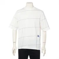 バーバリー コットン×ポリウレタン Tシャツ M ホワイト×ブルー