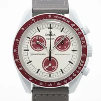 オメガ×スウォッチ スピードマスター ミッション トゥ プルート SO33M101 CE×ナイロン QZ ホワイト文字盤