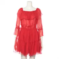 グッチ シルク ワンピース 38 レッド