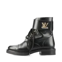 ヴィトン ワンダーランドライン レザー ショートブーツ 16年 34 1/2 ブラック