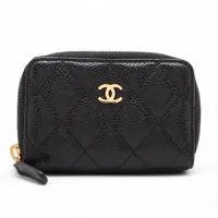 シャネル マトラッセ キャビアスキン ブラック ゴールド金具