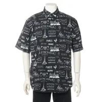 バレンシアガ コットン シャツ 19年 38 ブラック×ホワイト