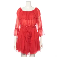 グッチ シルク ワンピース 38 レッド