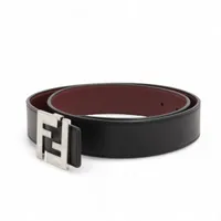フェンディ FFロゴ 7C0344 レザー ベルト ブラック×ブラウン
