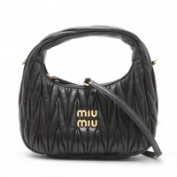 ミュウミュウ マテラッセ レザー 2WAYハンドバッグ ブラック