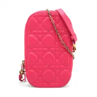 クリスチャンディオール カナージュ フォンポーチ レザー 2WAYショルダーバッグ ピンク